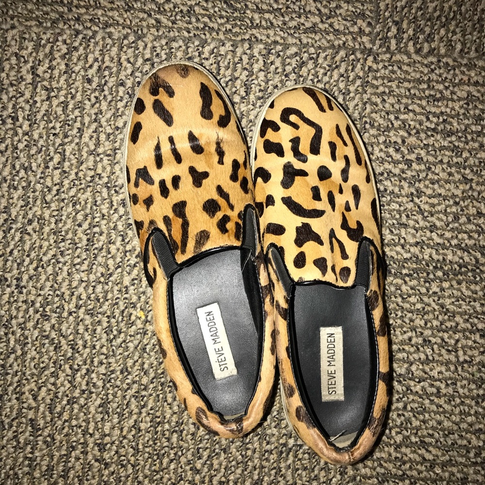 Steve Madden Ecentric Furry Cheetah Print slip on